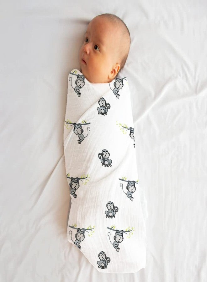 Rajlinen بطانيات لفّ الأطفال مصنوعة من الموسلين ١٠٠٪، بطانيات لفّ الأطفال حديثي الولادة، بطانيات استقبال الأطفال للجنسين، بطانيات ناعمة ودافئة ومريحة، عبوة من ٤ قطع، مقاس ٤٧ × ٤٧ بوصة، هدية للأم الجديدة (كوكو وشريك) - Image 4